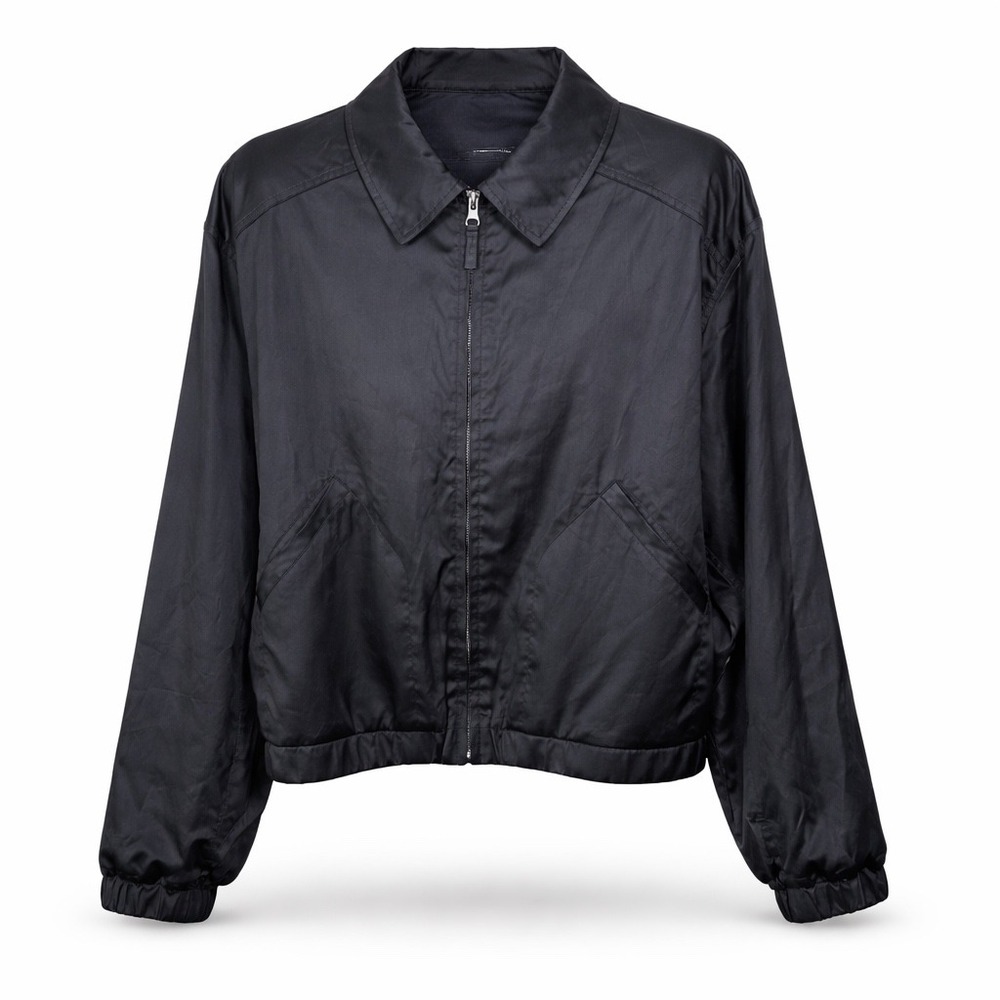 Uniqlo Black Cotton Sateen Full Zip Harrington Bomber Jacket Mens Size XL